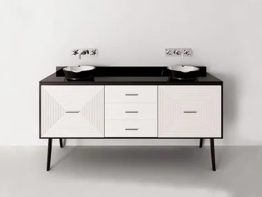 MAZE 3A - Double wood and glass vanity unit _ Park Avenue